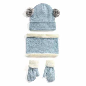 3pcs barn baby vinter bonnet beanie hatt halsduk handskar uppsättning för barn pojkar flickor stickas tjock varm flytande fodrad nacke varmare cirkel