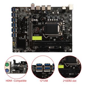 B250C BTC P Mining PC moderkort Multi Graphics Card PCIE X till USB3 Interface Sänk kostnadsstödet LGA Core CPU