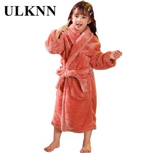 ULKNN Kids Winter Sleepwear Robe Children's Bathrobe For Girls Flannel Warm Pajamas For Boys 2-14 Years Teenager Autumn 210901