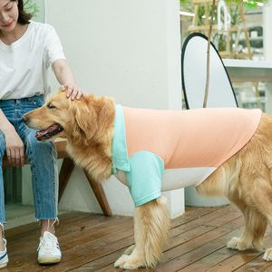 Hundkläder 2021 Sommarmodefärgad klädtröja för medelstora stora husdjur Golden Retriever German Shepherd Labrador Tshirt