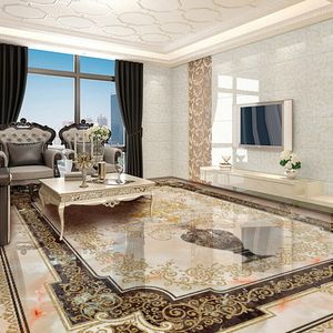 Custom Self-adhesive 3D Floor Wallpaper Mural Classic European Style Vase Marble Floor Tile Wall Paper Sticker Living Room Papel De Parede