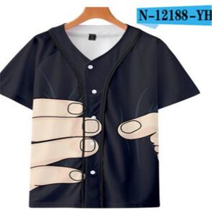 メンズ野球ジャージ3D TシャツプリントボタンシャツユニセックスサマーカジュアルアンダーハイトヒップホップTシャツ10代046