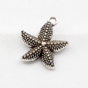 100st Ancient Silver Alloy Starfish Charms Pendants för smycken gör armband Halsbandsfynd 18.5x22mm