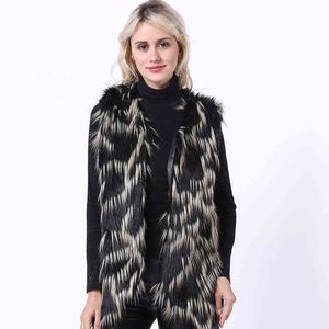 毛皮のベストのコートの女性秋冬のファッションショートプラスサイズの女性の暖かいノースリーブのコート女性の女性211207
