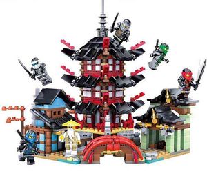 737 sztuk DIY Temple of Airjitzu Ninjagoes Mniejsza wersja Building Blocks Set Kompatybilny z LEGOSINGY Zabawki dla dzieci Cegły H1103