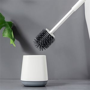 Cleaning Brush Tool Toilet For Bathroom Accessories Rubber Plastic Silicone Head Soft Long Handle 210423