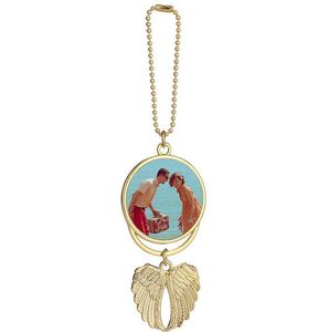 Sublimation Blanks Car Pendant Angel Wing Rearview Mirror Decoration Hanging Charm Ornaments Automobiles Interior Cars Accessories Silver Gold Colors Wholesale