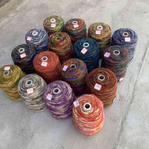 1ピース500gナチュラルグラデーションカラーウール糸虹色油絵エフェクトミディアム粗いモヘア糸DIYセータースカーフスレッドY211129