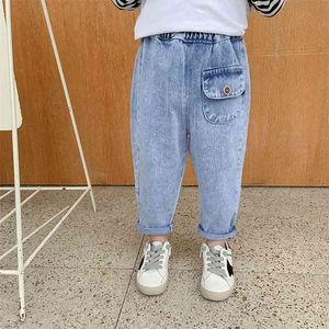 Jesień chłopcy casual luźne spodnie drelichowe dziewczyny 2 kolory wszystkie mecze jeans 1-6y 210708