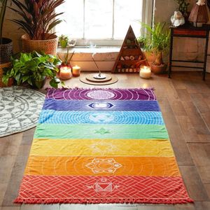 Rainbow Beach Mat Mandala Blanket Wall Hanging Tapestry Stripe Towel Yoga Mats Home Colorful Tablecloth 580 V2