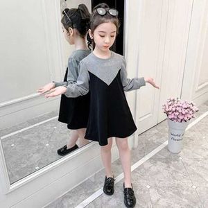 10代の少女春秋の王女のファッション衣装子供の長いスウェットスタイルのドレス子供韓国の服6 8 10 12 14y Q0716