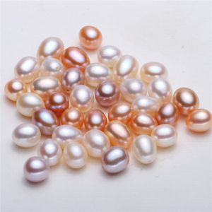 100 stycken Partihandel Halvborrad Freshwater Pearl Loose Rice Teardrop 6 * 8mm Naturliga Pärlor DIY Smycken Making