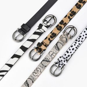 Belts 2021 Designer Leopard Print Cow Pattern Belt For Women 1.8cm Narrow Thin Leather Zebra Striped Waist Female
