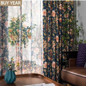 Modern Curtain for Living Dining Bedroom American pastoral Garden Polyester-cotton Printed Blackout 210712