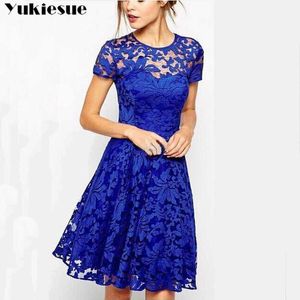 summer lace short sleeve dress for women es women's black vintagemaxi party sexy bodycon female plus size 210608