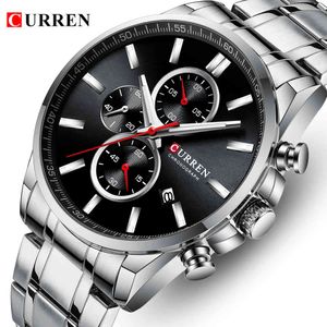 Herrenuhren Curren Top Luxusmarke Chronograph Wasserdichte Quarzuhr Herren Edelstahl Sport Armbanduhr Uhr für Herren 210517
