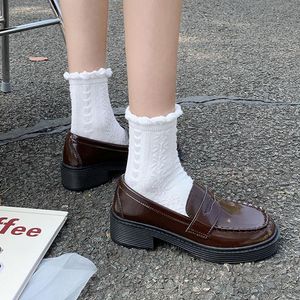 Scarpe eleganti Studenti universitari Harajuku Mary Jane Mocassini da donna Punta tonda Calzature femminili Oxford autunnali da donna Tacchi bassi