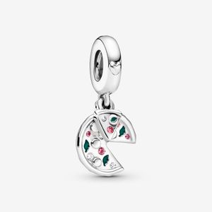 100% 925 Sterling Silver Pizza Love Dangle Charm Fit Original European Charms Bransoletka Moda Biżuteria Ślubne Akcesoria