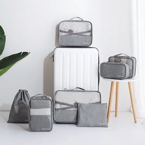 Duffelväskor 7 st/set Män Resväska Set Vattentät förpackning Cube Bärbara kläder Sortera fodral Damer Bagage Organizer Tillbehör Dropship