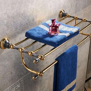 Towel Racks High Quality Wall Mounted Rack Gold Holder Copper Rose Bathroom Accessories Rail Shelf