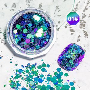 Toptan Holografik Çiviler Glitter Sequins DIY Nail Art Renkli Çokgen Desen Sparkle Gevrek Lazer Tırnak Dekor Manikür İpuçları Charms