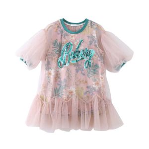 Gençler Kızlar için Sportif Pullu Elbise Çocuk Sequins Güzel Parlak Ruffles Yaz Plaj Tatil Giyim 210529