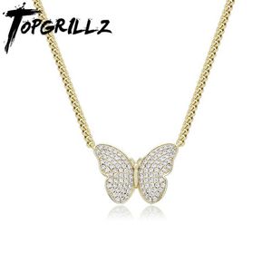 Wholesale ice cube fashion resale online - Topgrillz Men s Ice Cube Zirconia Butterfly Pendant mm Cuban Chain High Quality Fashion Gift New Series Q0617