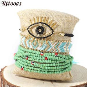 Rttooas Turkish Evil Eye Bracelets Bileklik Pulseras Mujer Moda 2020 Handmade Tassel Loom Beaded Bracelet Armband