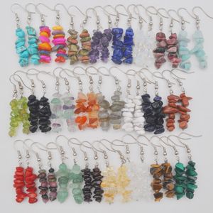 Natural Lucky Handmade Mixed Color Pedra Grânulos Gem Brincos para Jóias de Presente Womine 10Pairs