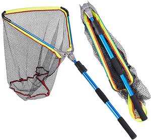 Pesca a rete di atterraggio con palo telescopico durevole resistente maniglia di cattura per bambini per uomini donne