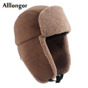 Fleece Bomber Hat Winter Autumn Warm Wool Fur Russian Ushanka Hats With Ear Flap Pilot Trapper Cap Earflap Snow Cap