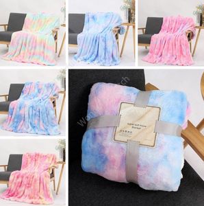 Kids Blankets Tie Dye Fuzzy Throw Blanket Double Layer Shaggy Blankets Bedroom Carpet Bedding Sofa Cover 5 Designs sea shipping DAW407
