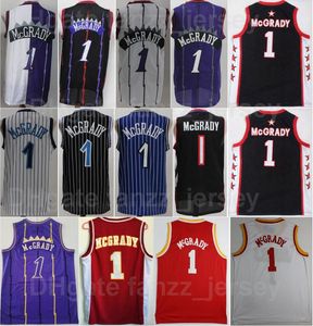 Retro Basketball Tracy McGrady Vintage Jersey 1 MT.ZION Christian Wildcats Muszionすべてステッチチームカラーレッドホワイトブラックパープルブルーのスポーツファンセール