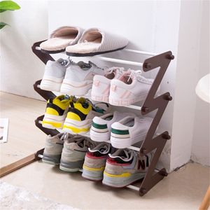 Simple assembly shoe rack dormitory bedroom Z shoe rack shelf corridor save space shoe rack dormitory room organizer 210811