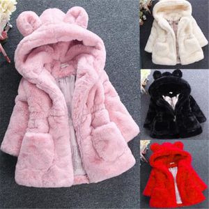 Moda Inverno Kids Warmer Casacos Designer Faux Pele Hoodie casaco de espessura desenhos animados meninas meninas jaqueta crianças outwears tamanho 90-140