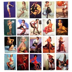 100pcs-pack vintage pinup pin upp tjejer sexiga vinyl vattentäta klistermärken grossist vattenflaska bärbara datorer bil planerare scrapbooking telefon mac garderob vägg tablett dekal