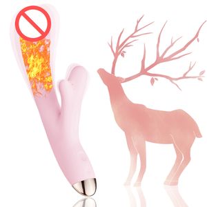 Sex Massager Dildo Vibrating Machine Rabbit Vibe Toys Waterproof med stark vuxen för kvinnliga par Please Pleasure Wireless Small Antler Shap