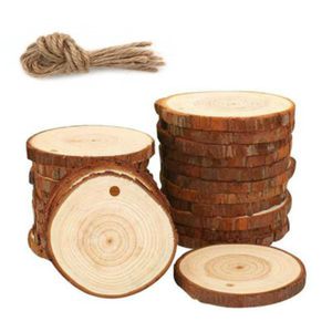 Greeting cards Christmas Ornaments DIY Small Wood Discs Circles Painting Round Pine Slices Hole Jutes Party Supplies