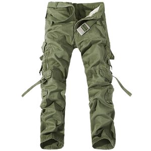 Men Cargo Pants Mens Casual Cotton Trousers Solid Men's Military Pants Overalls Multi Pockets Decoration Plus Size Without Belt 211201