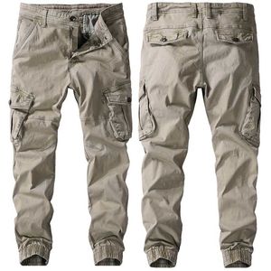 Mężczyźni Wiosna Jesienne Spodnie Czyste Bawełniane Spodnie robocze Męskie Spodnie Cargo Moda Odzież Wojskowe Spodnie Multi-kieszenie Armia Spodnie 211201