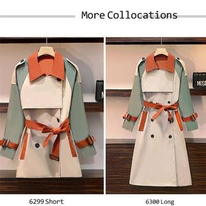 Women Trench Coat Fashion Fall Winter Casual Thin With Over Size Vintage Long Coats Overcoats Top Double Breasted Outwear A109 210914