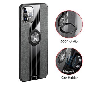 Casos de telefone celular para iPhone 13 Pro Max Phone Case Capa 11 12Pro Mini XS / XR Padrão de pano com Anel 360 Ângulo Rotação Anti-Imprima De Fingerprint Car Suporte Magnético