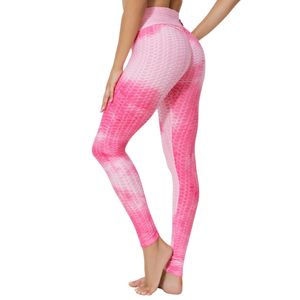 Push Up Tiktok Legging Femme Jacquard Tie Tingido Bolha Calças Alto Cintura Terno Hip Lifting Gym Roupas Femininas Leggings