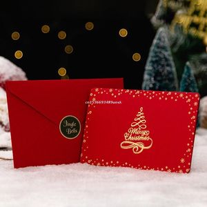 グリーティングカード6pcsメリークリスマスカードビジネスポストカードエンベロープ付き招待状クリスマス冬のハッピーパーティードロップシップ