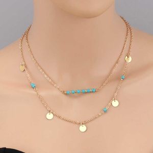 women's Multilayer wafer beads Tibetan silver turquoise Pendant Necklaces fashion gift national style women DIY necklace pendants