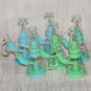 Glow in Dark 7.5 '' Hookahs Glass Bong Rura wodna Dab Rig Silikon Bong