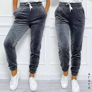 Calças femininas capris outono versátil leggings elástico lace up estilo coreano cashmere casual sweatpants mulheres morno corredores