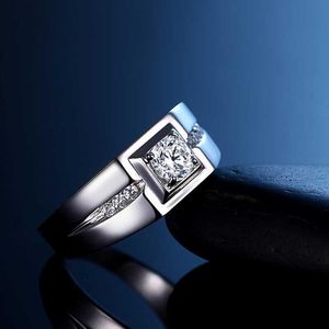 Fashion Luxury Male Ring 925 Sterling Silver 1.0ct Lab Diamond Engagement Jewelry Wedding Rings For Men Finger Cluster