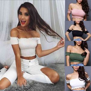 Женщины Tube Tops Сексуальное лето без плеча танковый жилет без рукавов сплошной цвет урожая продажа нижнее белье короткое улицу 210522