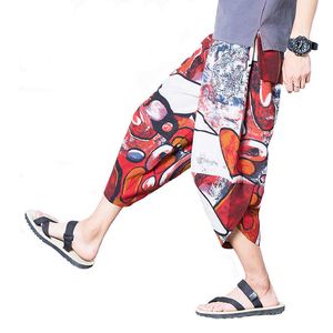 5XL Men's Wild Crotch Harem Pants Summer Baggy Trousers Plus Size Male Wild-Leg Loose Pants Drawstring X0723